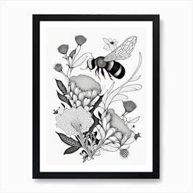 Bees 1 William Morris Style Art Print