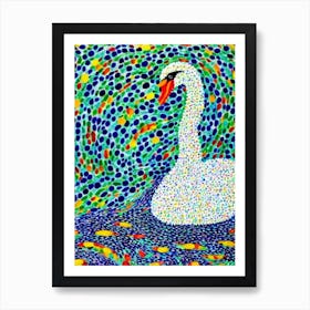 Swan Yayoi Kusama Style Illustration Bird Art Print