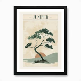 Juniper Tree Minimal Japandi Illustration 4 Poster Art Print