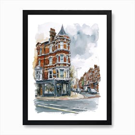 Wandsworth London Borough   Street Watercolour 3 Art Print