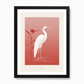 Minimalist Egret 1 Bird Poster Art Print