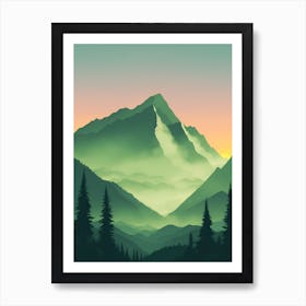 Misty Mountains Vertical Composition In Green Tone 121 Art Print