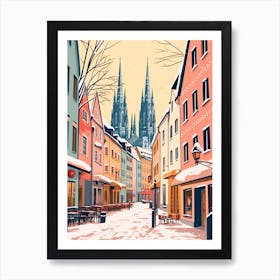 Vintage Winter Travel Illustration Cologne Germany 4 Art Print