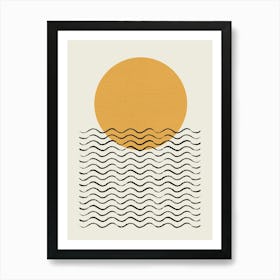 Ocean Wave Sun - Minimalist Modern Graphic Abstract Gold Art Print