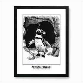 Penguin Exploring Underwater Caves Poster Art Print