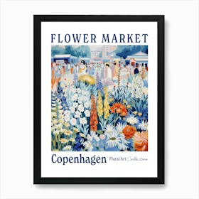 Flower Market Copenhagen Blue Art Print