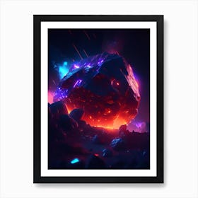 Meteorite Neon Nights Space Art Print