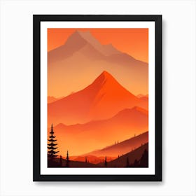 Misty Mountains Vertical Composition In Orange Tone 313 Art Print