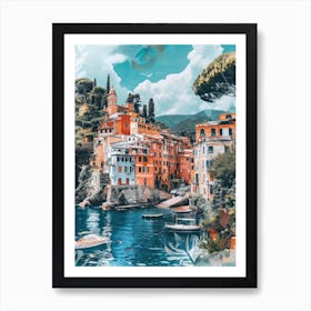 Portofino   Retro Collage Style 4 Art Print