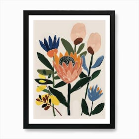 Painted Florals Protea 4 Art Print