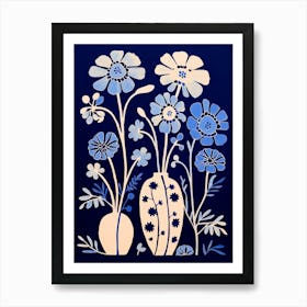 Blue Flower Illustration Queen Annes Lace 1 Art Print