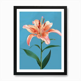 Lily on blue Art Print