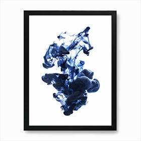 Blue Ink On White Background Art Print