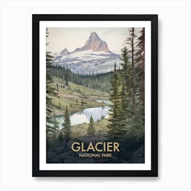 Glacier National Park Vintage Travel Poster 6 Art Print