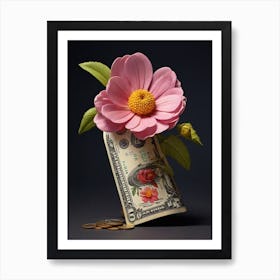 Flower On A Dollar Bill Poster