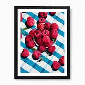 Raspberries Fruit Summer Illustration 3 Art Print