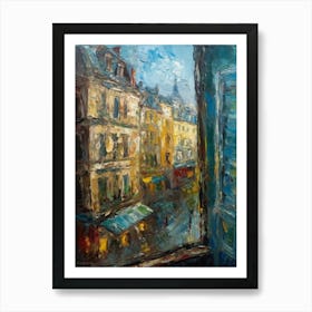 Window View Of Paris In The Style Of Expressionism 4 Art Print