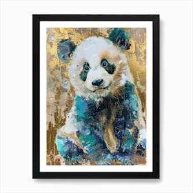 Panda Cub Gold Effect Collage 1 Art Print