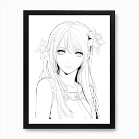 Bloom Body Girl Line Art 13 Art Print