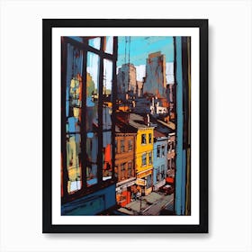 Window View Of Toronto Canada In The Style Of Pop Art 2 Art Print