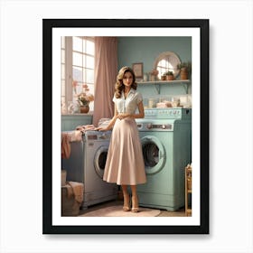 Woman In A Washing Machine Art Print