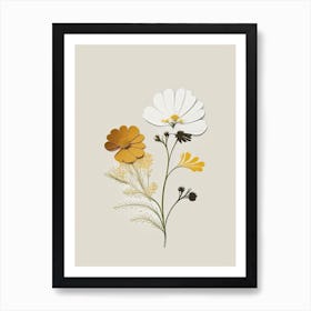 Feverfew Spices And Herbs Retro Minimal 2 Art Print