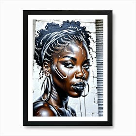 Graffiti Mural Of Beautiful Black Woman 379 Art Print