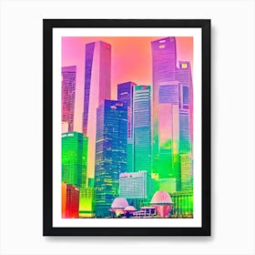 Marina Bay Singapore Retro Risograph Print 2 harbour Art Print