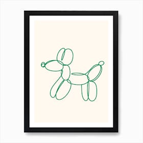 Contemporary Line Drawing Dog Green Art Print