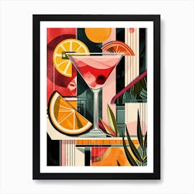 Fruity Art Deco Cocktail 2 Art Print