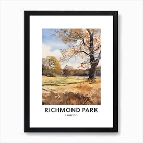 Richmond Park, London 4 Watercolour Travel Poster Art Print