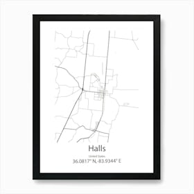 Halls Creek,Australia Minimalist Map Art Print