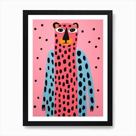 Pink Polka Dot Panther Art Print