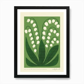 Lily of the Valley Modern-Retro White and Green Wild Flower Art Print Art Print