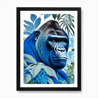 Gorilla Cutting Board, Watercolor Style Artwork of Chimpanzee on a Tree  Wildlife Theme, Decorative Tempered Glass Cutting and Serving Board, in 3