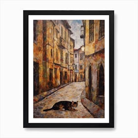 Painting Of Vienna With A Cat In The Style Of Gustav Klimt 2 Art Print