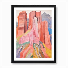 Mount Hua China 2 Colourful Mountain Illustration Art Print