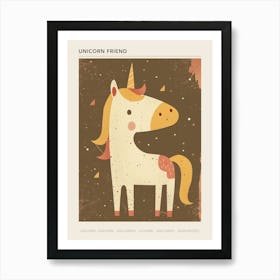 Muted Mustard Coral Mocha Unicorn Poster Art Print