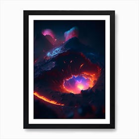 Crater Neon Nights Space Art Print