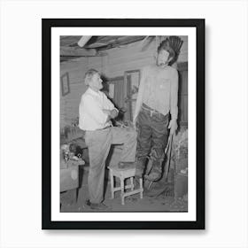 Homer Tate, Self Trained Artist, Looking At His Model Of A Hanged Horse Thief, Safford, Arizona By Russell Lee Art Print