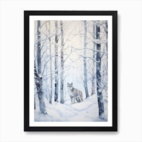 Winter Watercolour Lynx 2 Art Print