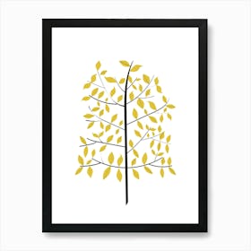 Minimalist Tree Print Yellow Art Print