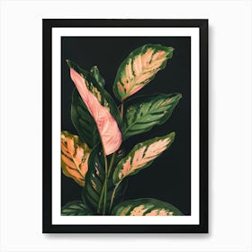 Pink And Green Leaves Art Print