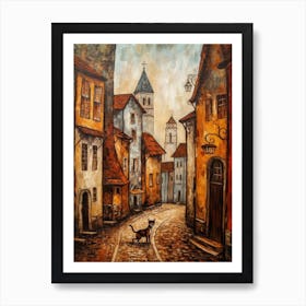 Painting Of Prague With A Cat In The Style Of Renaissance, Da Vinci 4 Art Print