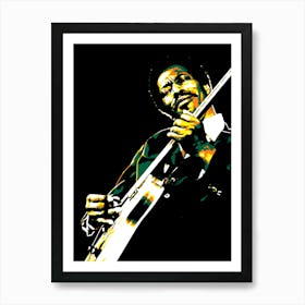 Buddy Guy American Chicago Blues Musician in Colorful art Art Print