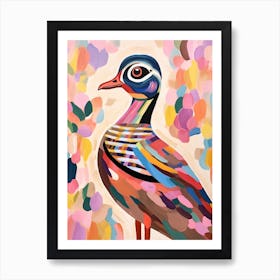 Pink Scandi Wood Duck 2 Art Print