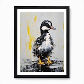 Duckling Grey Black & Yellow Gouache Painting Inspired 7 Art Print