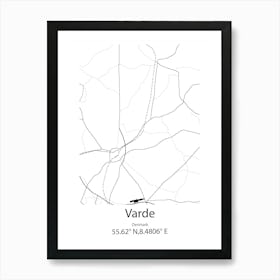 Varde,Denmark Minimalist Map Art Print