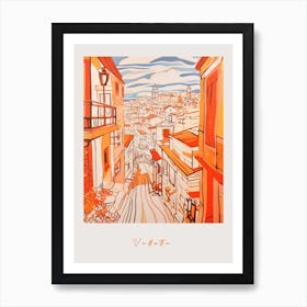 Valletta Malta Orange Drawing Poster Art Print