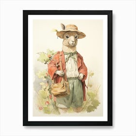 Storybook Animal Watercolour Llama 1 Art Print